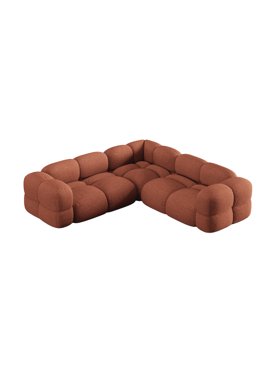
4-Seater Designer Corner Sofa "Loretto" - Upholstery fabric Coral