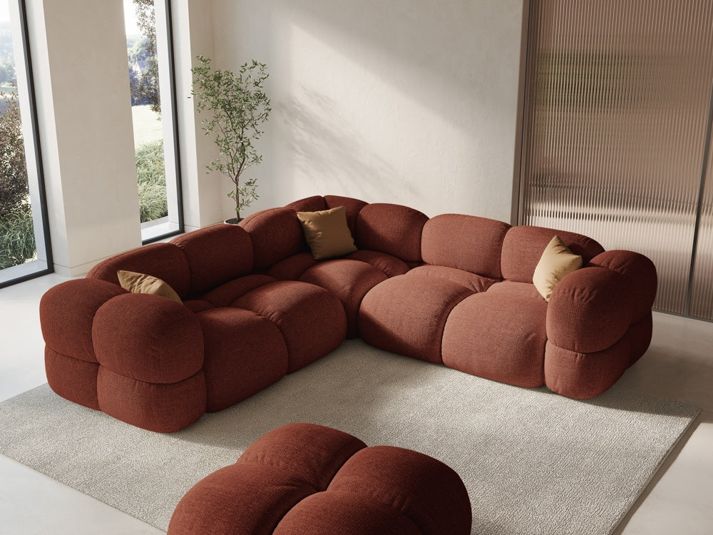 
4-Seater Designer Corner Sofa "Loretto" - Upholstery fabric Coral
