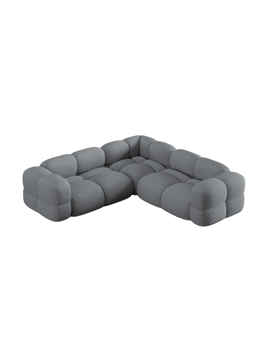
4-Seater Designer Corner Sofa "Loretto" - Textured Fabric Grey