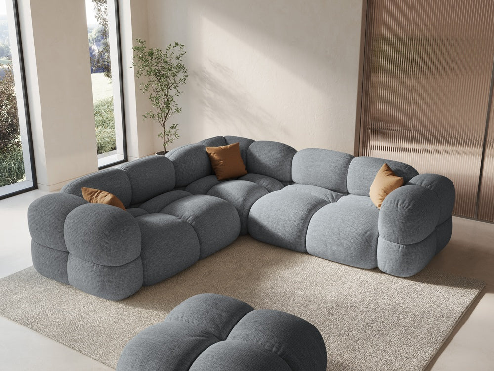 
4-Seater Designer Corner Sofa "Loretto" - Textured Fabric Grey