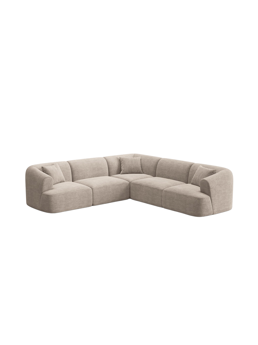 
6-Seater Designer Corner Sofa "Campi" - Corduroy Cappuccino