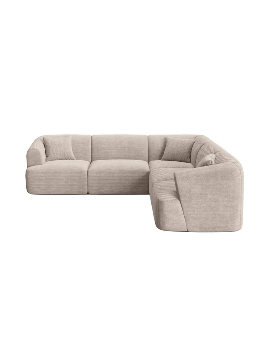 
6-Seater Designer Corner Sofa "Campi" - Corduroy Cappuccino