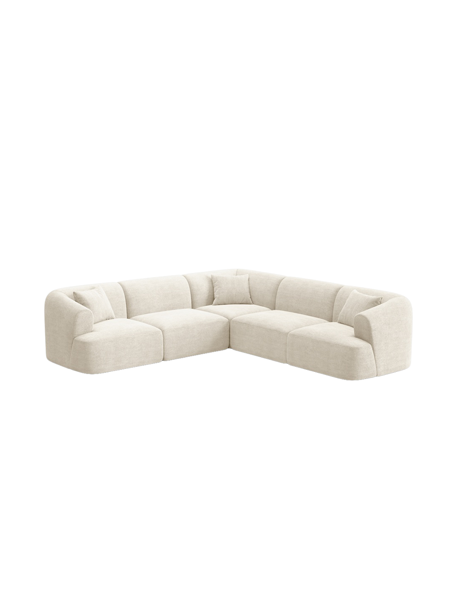 
6-Seater Designer Corner Sofa "Campi" - Cord Ivory