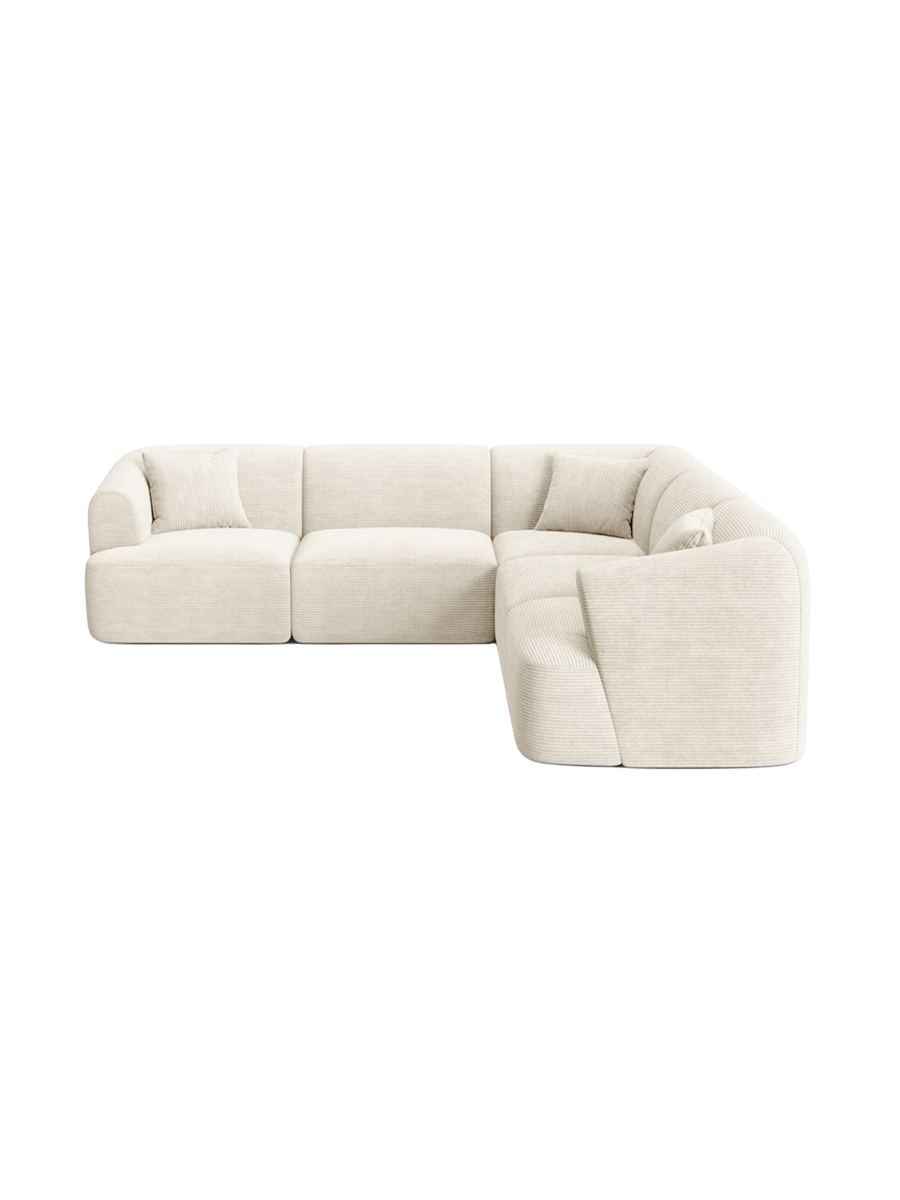 
6-Seater Designer Corner Sofa "Campi" - Cord Ivory