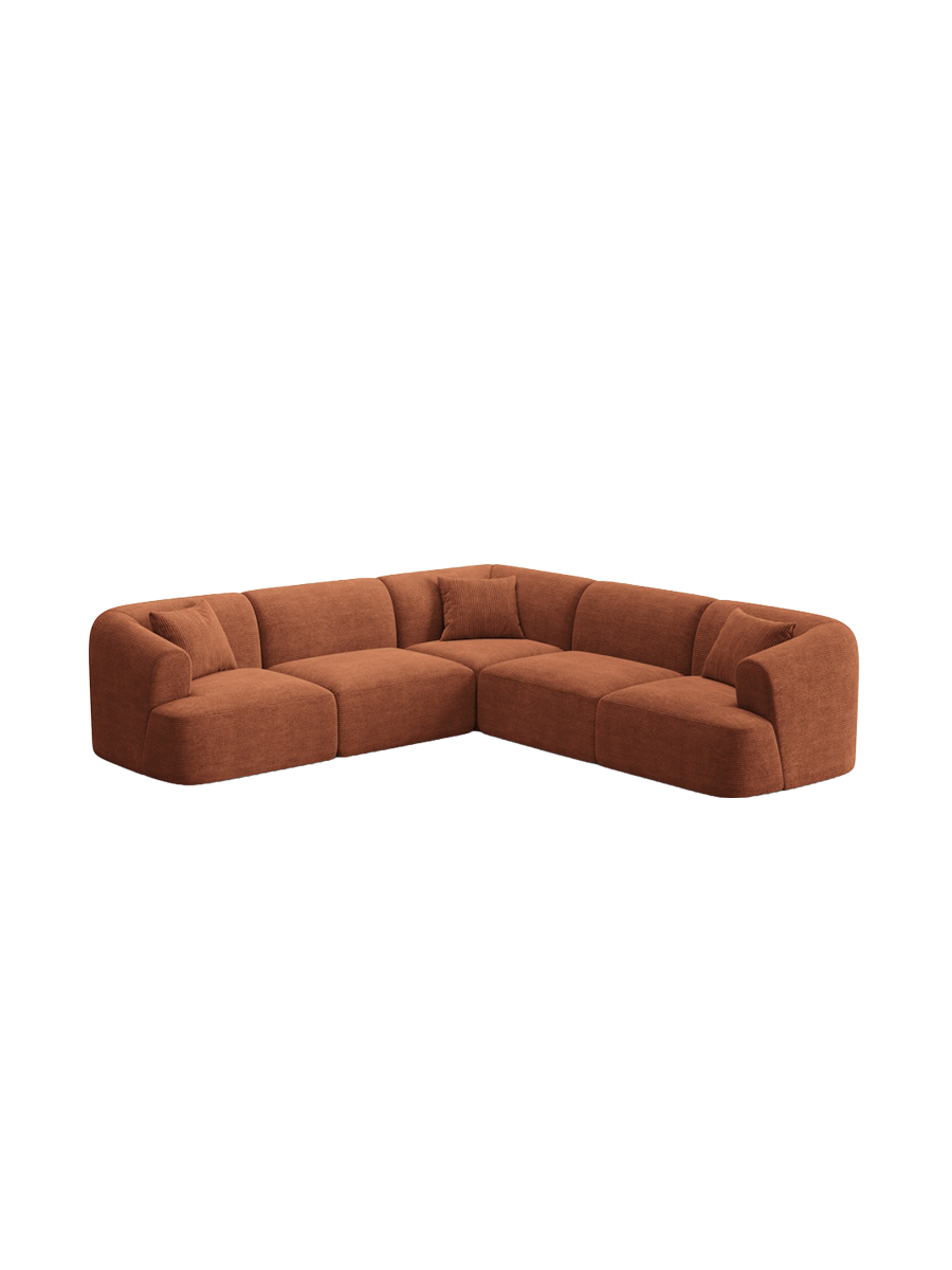 
6-Seater Designer Corner Sofa "Campi" - Cord Terracotta