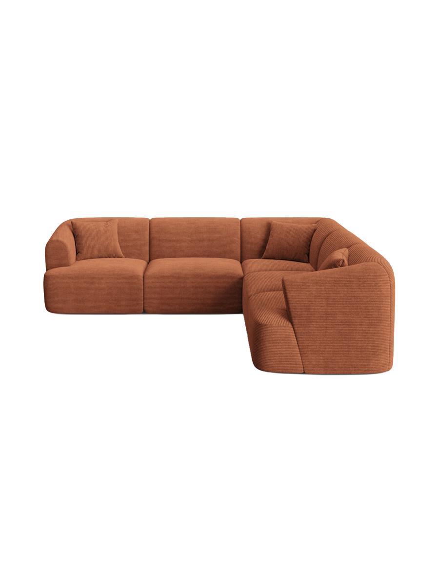
6-Seater Designer Corner Sofa "Campi" - Cord Terracotta