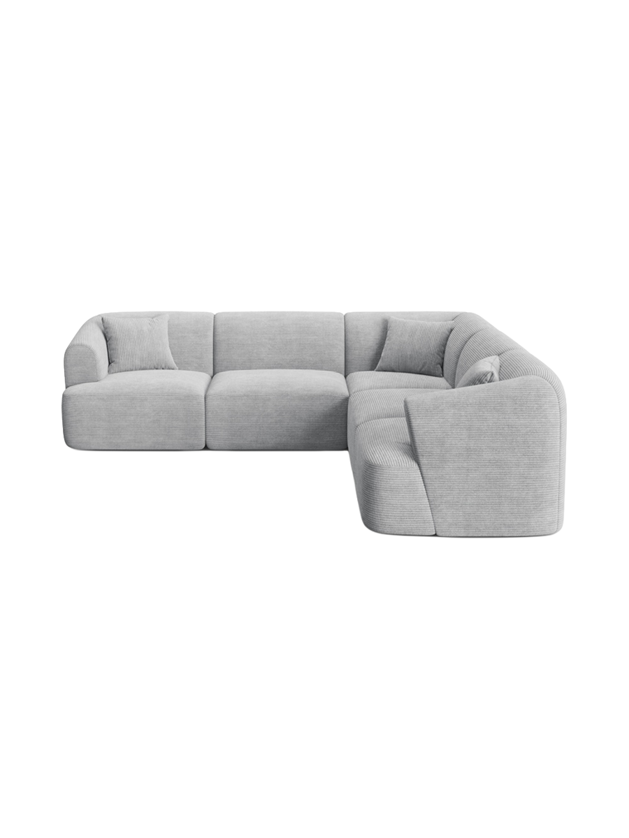
6-Seater Designer Corner Sofa "Campi" - Corduroy Silver