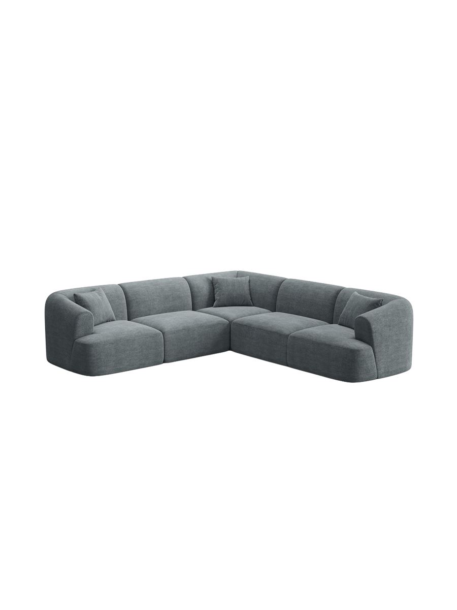 
6-Seater Designer Corner Sofa "Campi" - Cord Dark Grey
