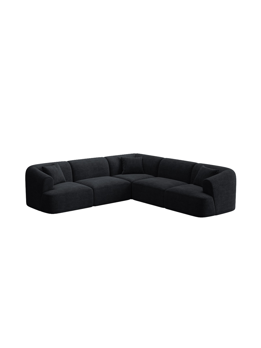 
6-Seater Designer Corner Sofa "Campi" - Cord Schwarz
