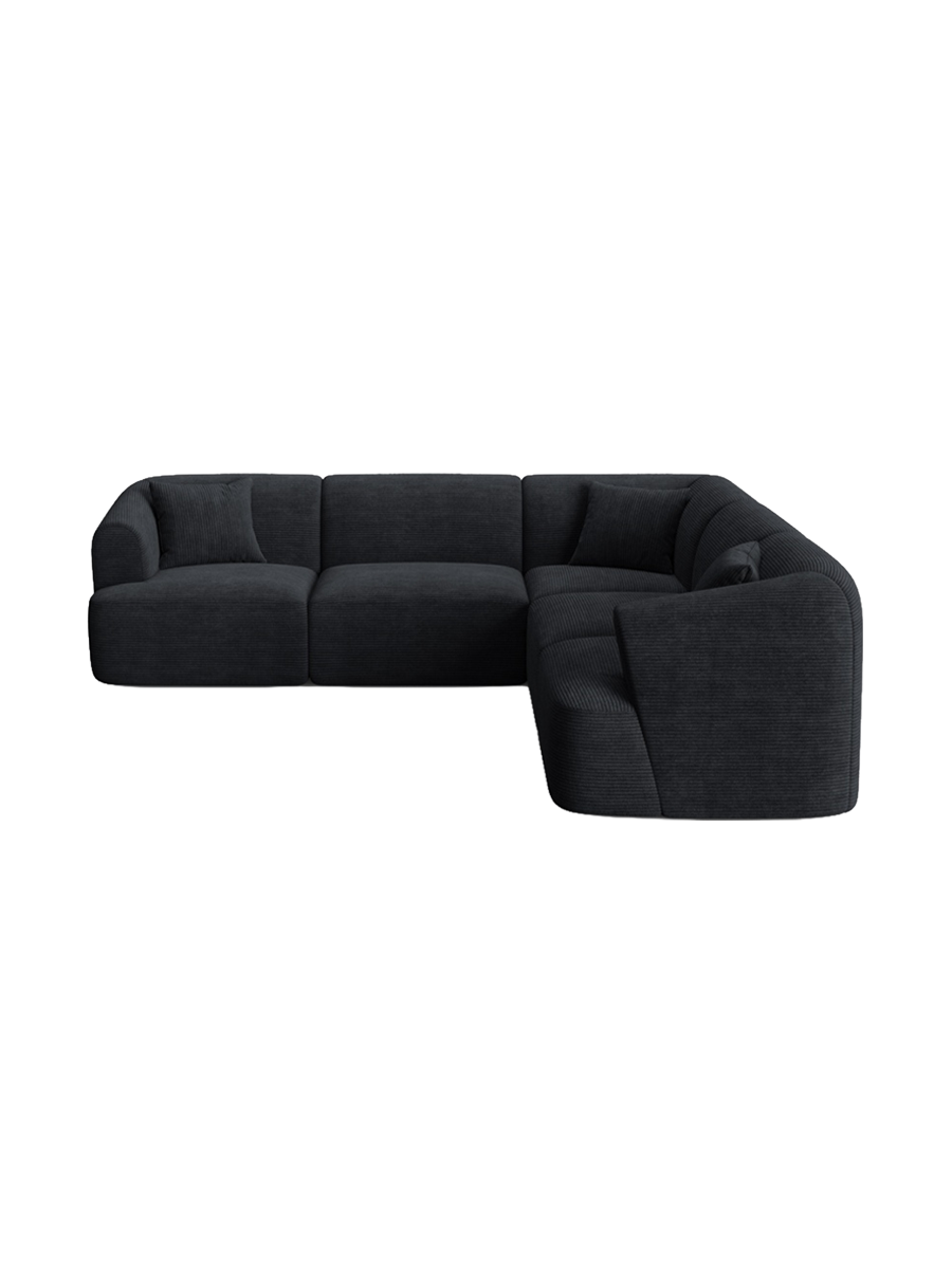 
6-Seater Designer Corner Sofa "Campi" - Cord Schwarz