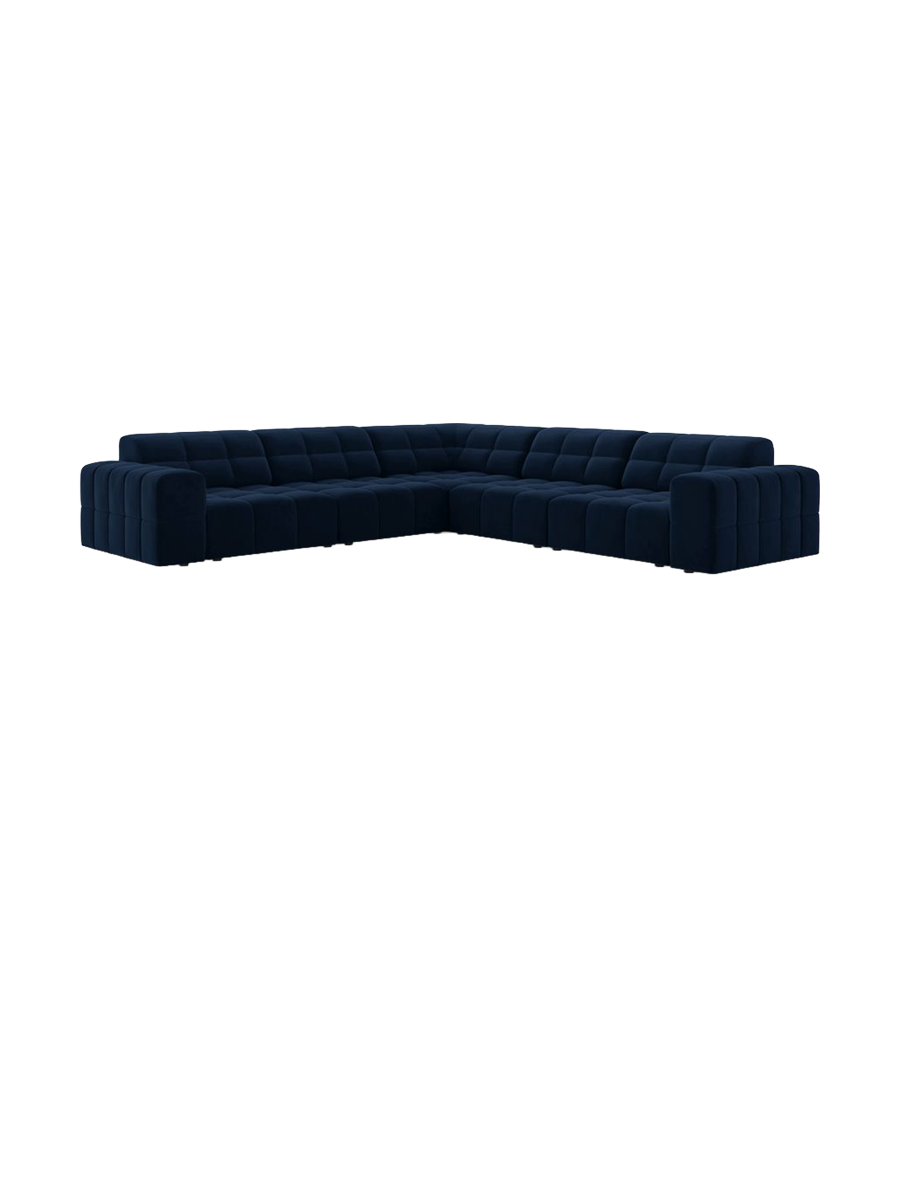
4-Seater Designer Corner Sofa "Chicago" - Velvet Royal Blue