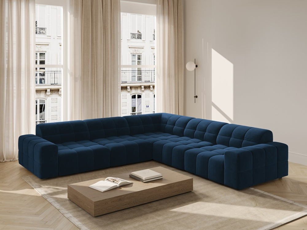 
4-Seater Designer Corner Sofa "Chicago" - Velvet Royal Blue