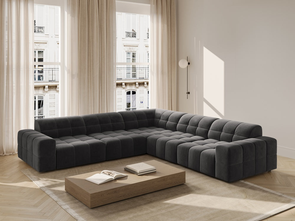
4-Seater Designer Corner Sofa "Chicago" - Velvet Grey