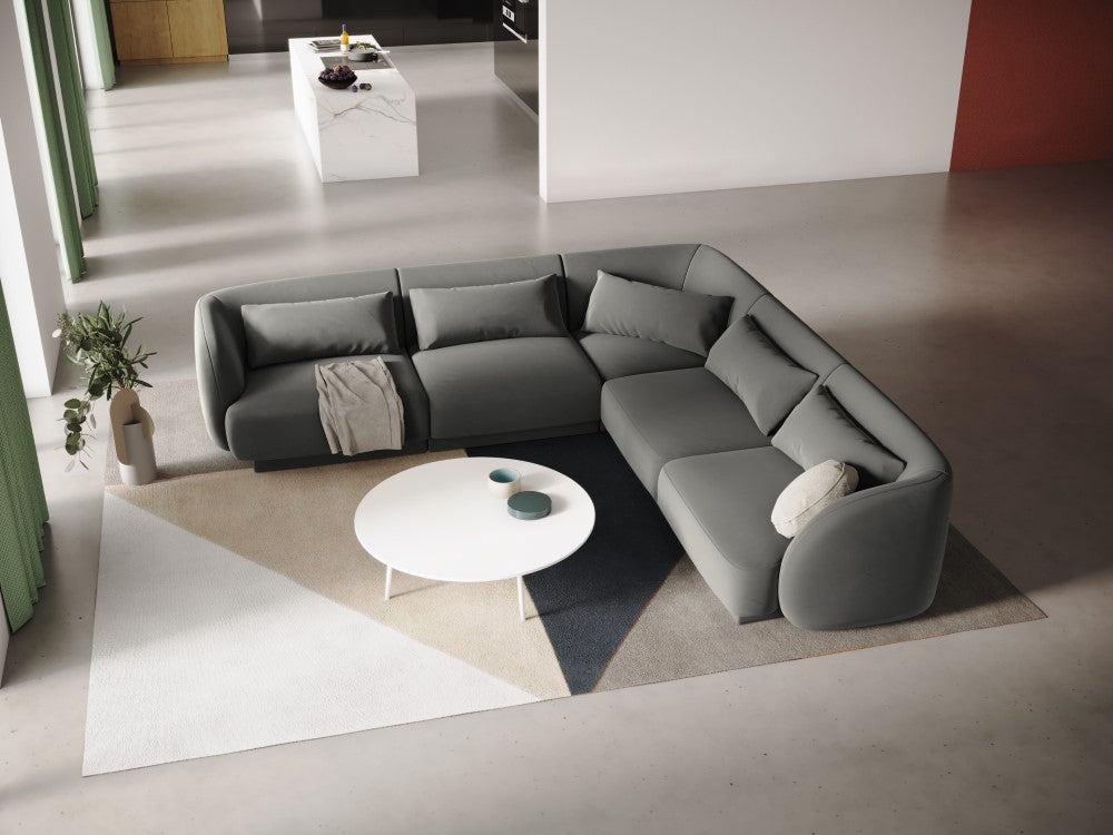 
5-Seater Designer Corner Sofa "Tulum" - Velvet Light Grey