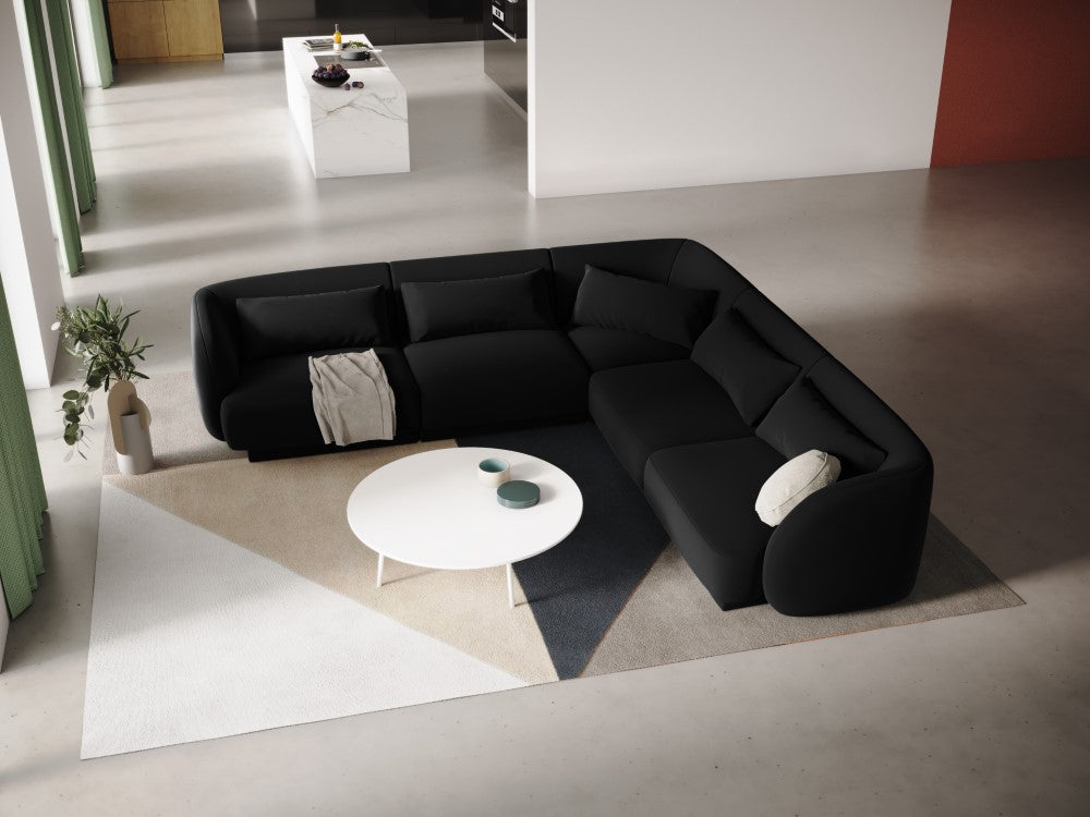 
5-Seater Designer Corner Sofa "Tulum" - Velvet Black