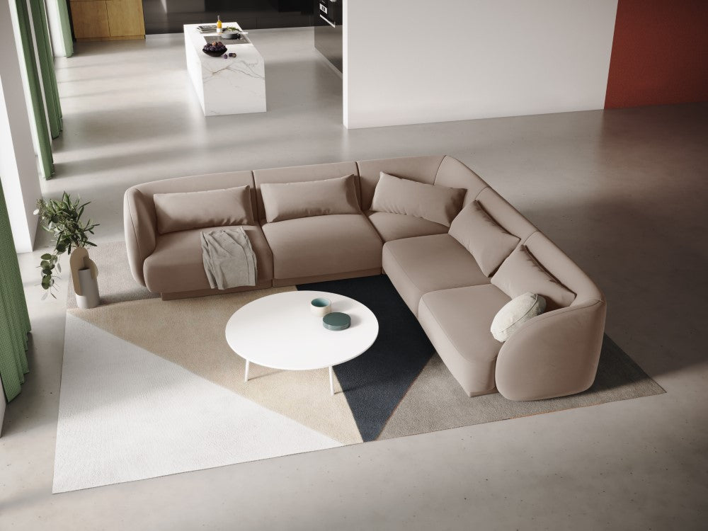 
5-Seater Designer Corner Sofa "Tulum" - Velvet Beige