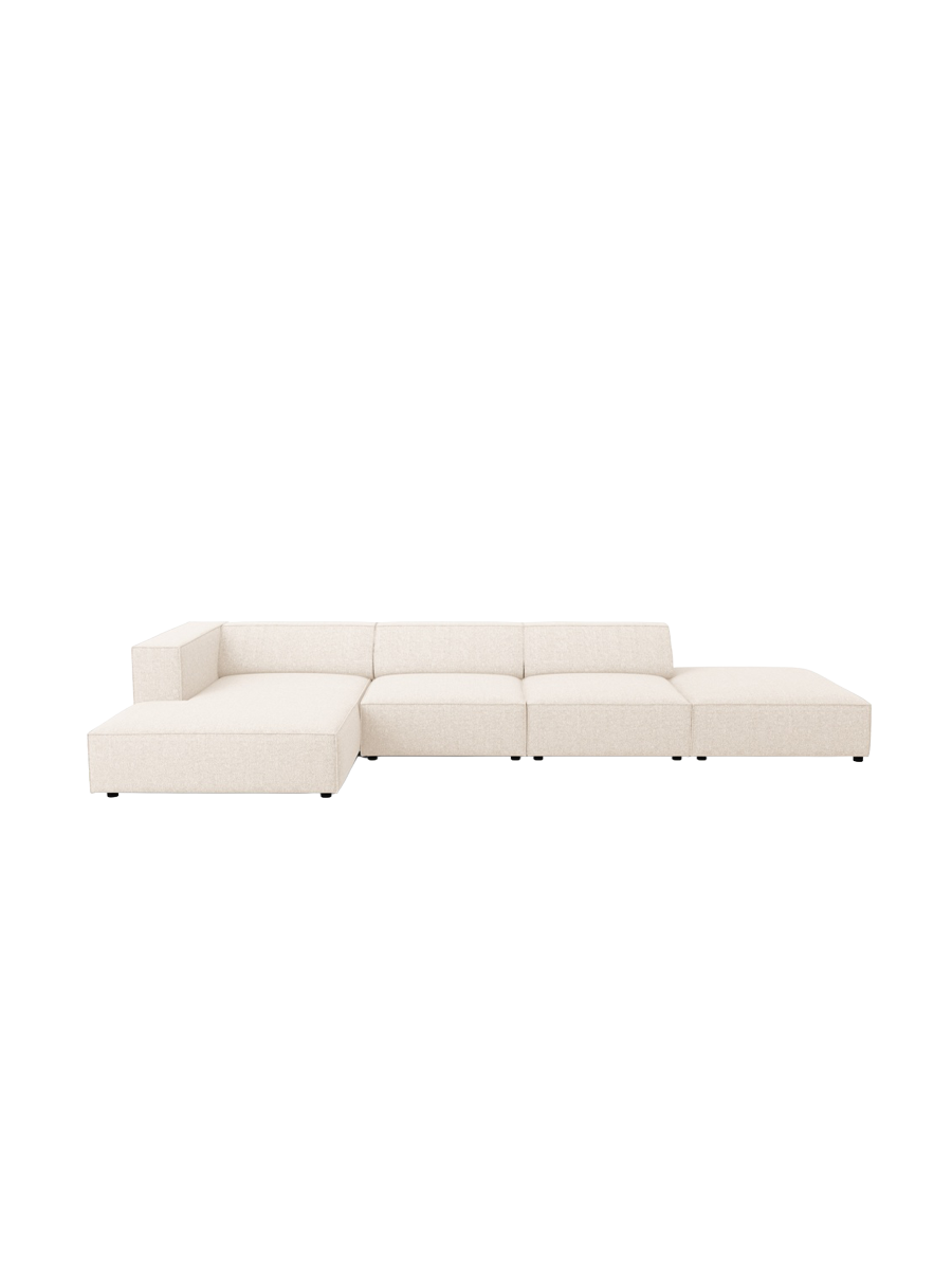 
5-Seater Designer Corner Sofa "Arendal" - Chenille Light Beige / Left corner section