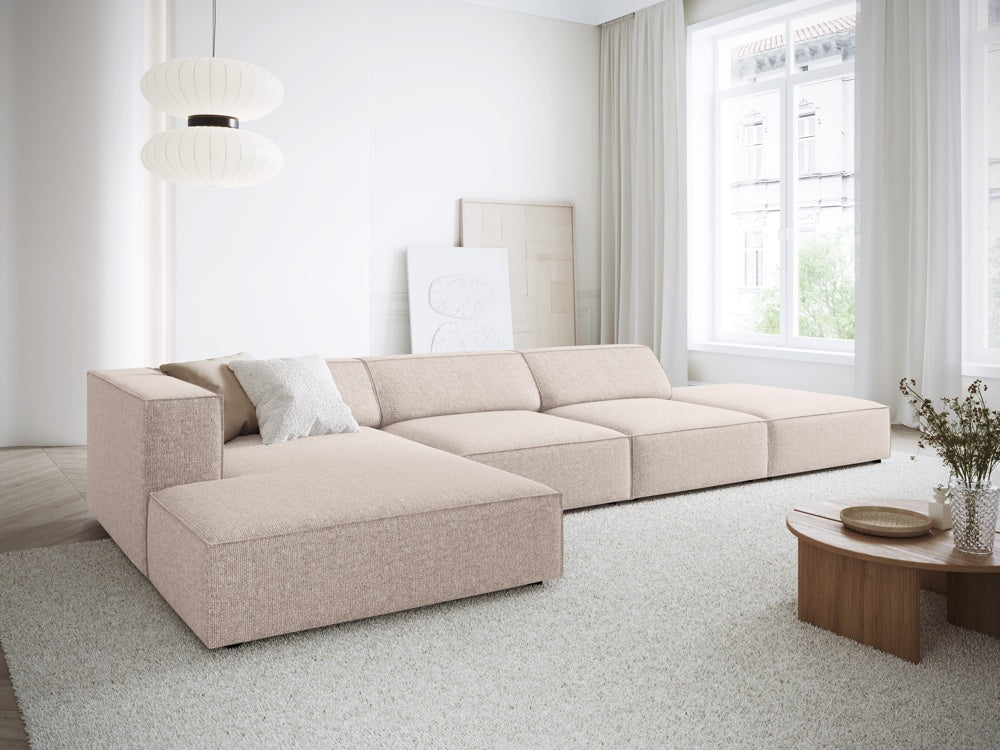 
5-Seater Designer Corner Sofa "Arendal" - Chenille Beige / Left corner section