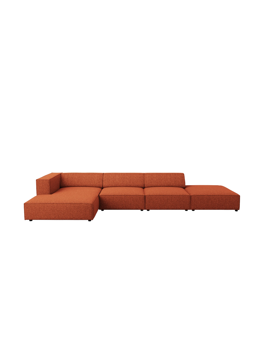
5-Seater Designer Corner Sofa "Arendal" - Chenille Terracotta / Left corner section