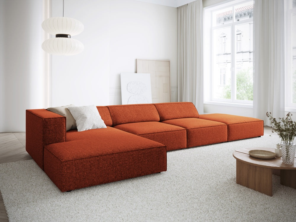 
5-Seater Designer Corner Sofa "Arendal" - Chenille Terracotta / Left corner section