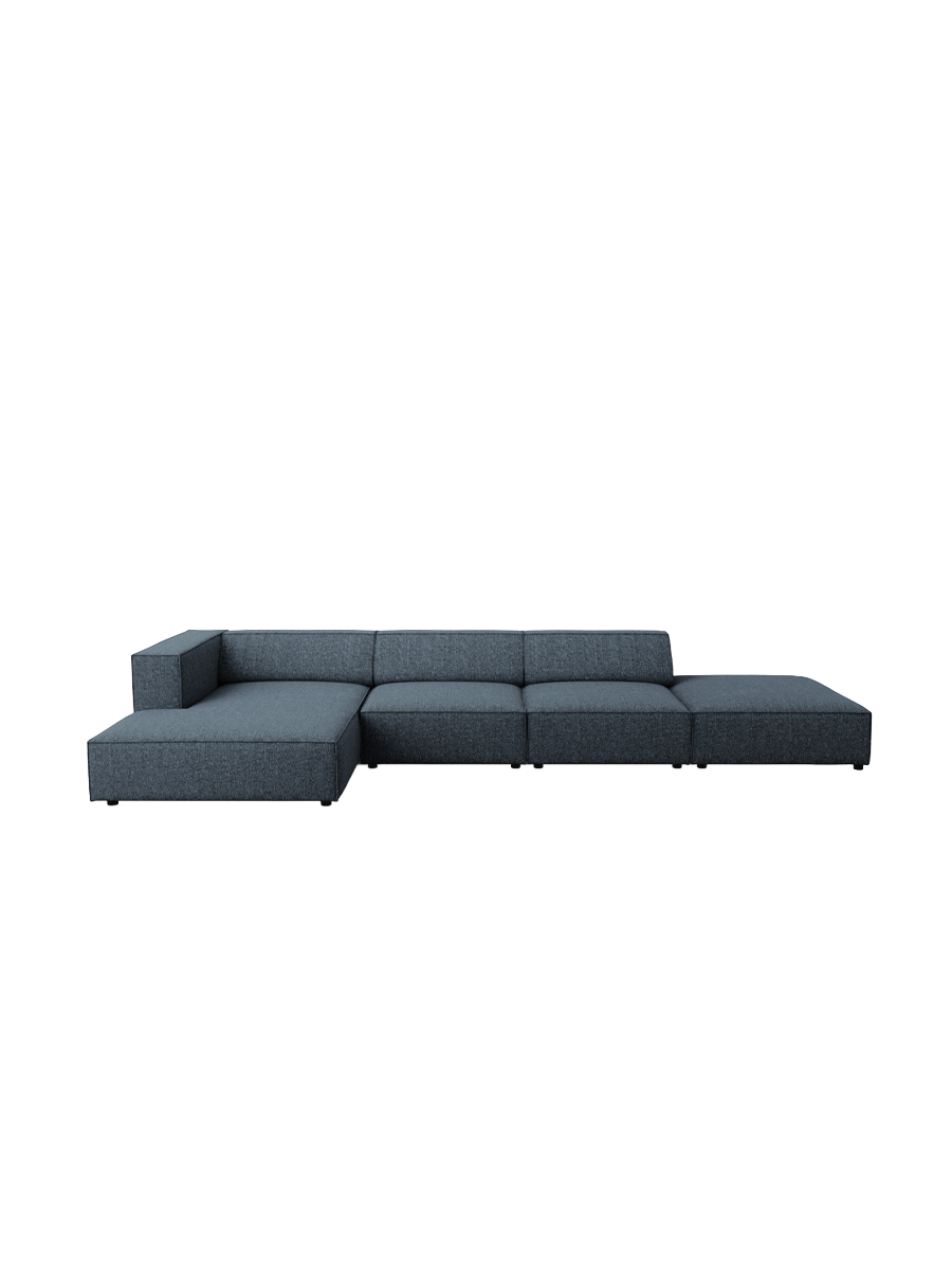 
5-Seater Designer Corner Sofa "Arendal" - Chenille Royal Blue / Left corner section