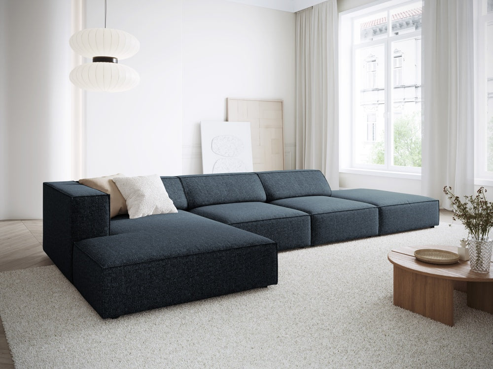 
5-Seater Designer Corner Sofa "Arendal" - Chenille Royal Blue / Left corner section
