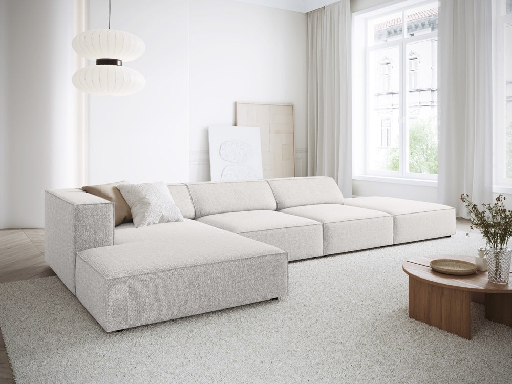 
5-Seater Designer Corner Sofa "Arendal" - Chenille Light Grey / Left corner section