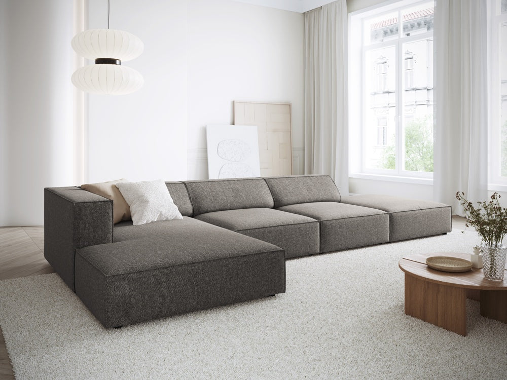 
5-Seater Designer Corner Sofa "Arendal" - Chenille Grey / Left corner section