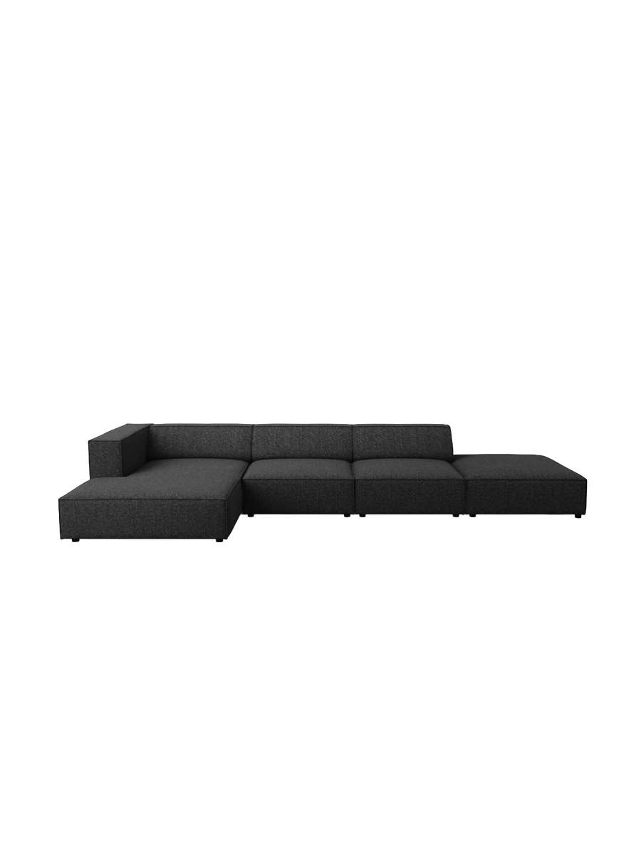
5-Seater Designer Corner Sofa "Arendal" - Chenille Black / Left corner section