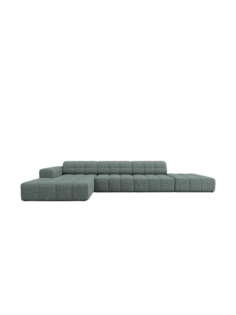 
5-seater designer corner sofa "Chicago" - Petrol Chenille / Left corner section