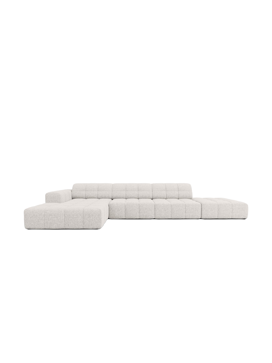 
5-seater designer corner sofa "Chicago" - Chenille Light Grey / Left corner section