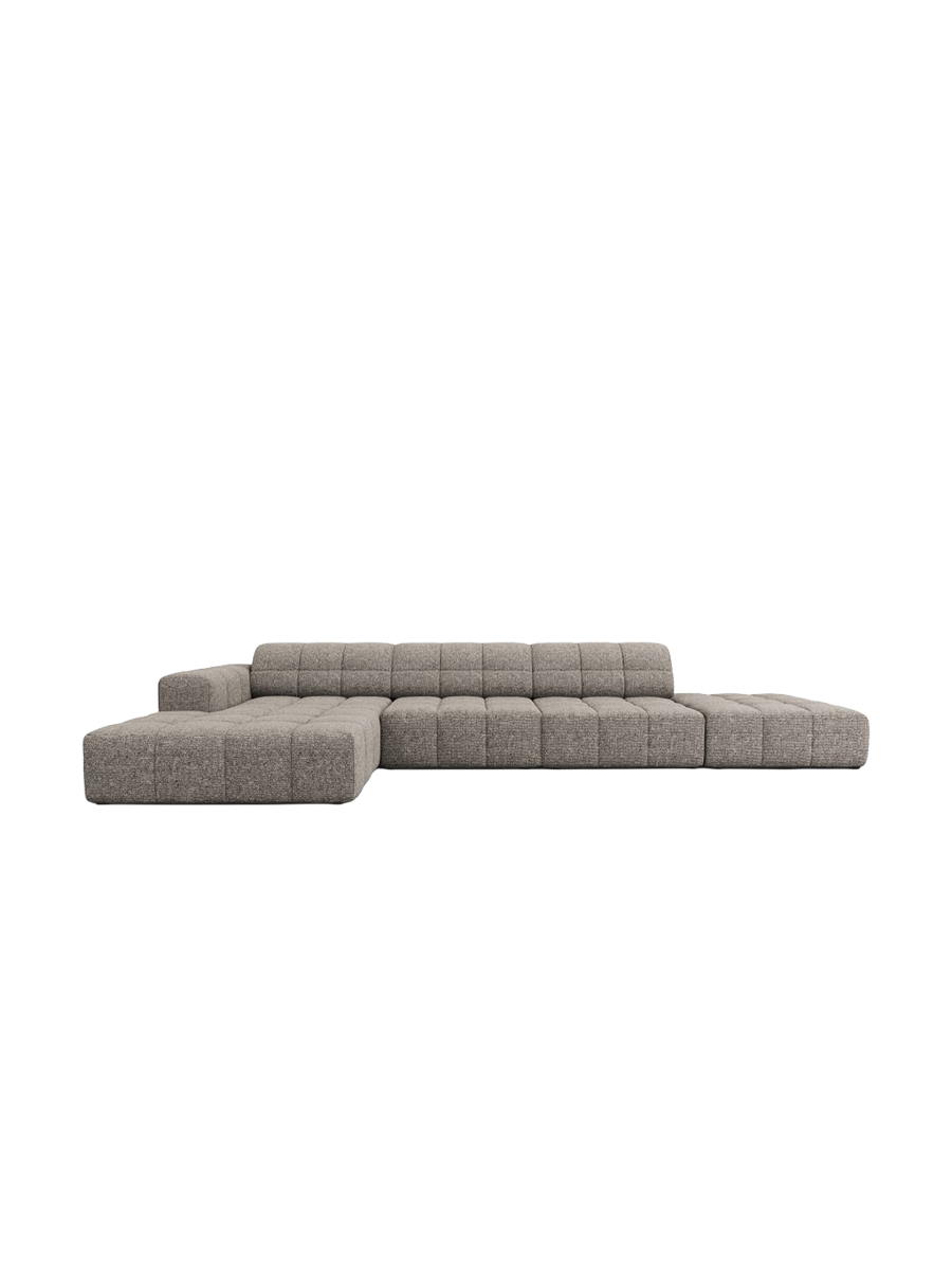 
5-seater designer corner sofa "Chicago" - Chenille Grey / Left corner section