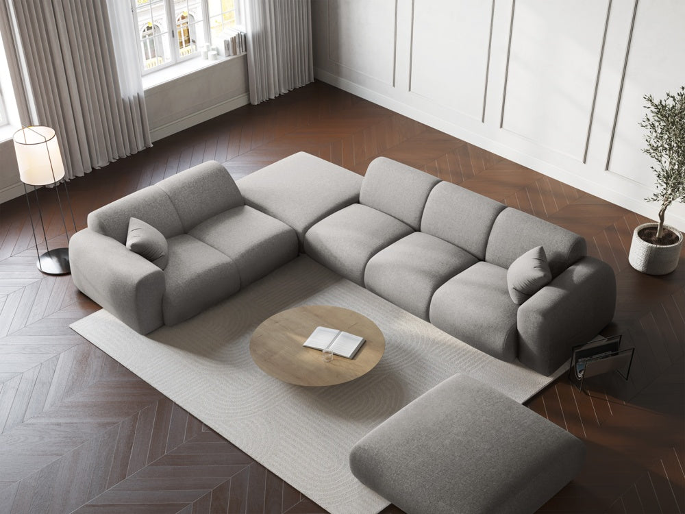 
5-Sitzer Design Ecksofa „Nolio II“ - Chenille Hellgrau / Eckteil links
