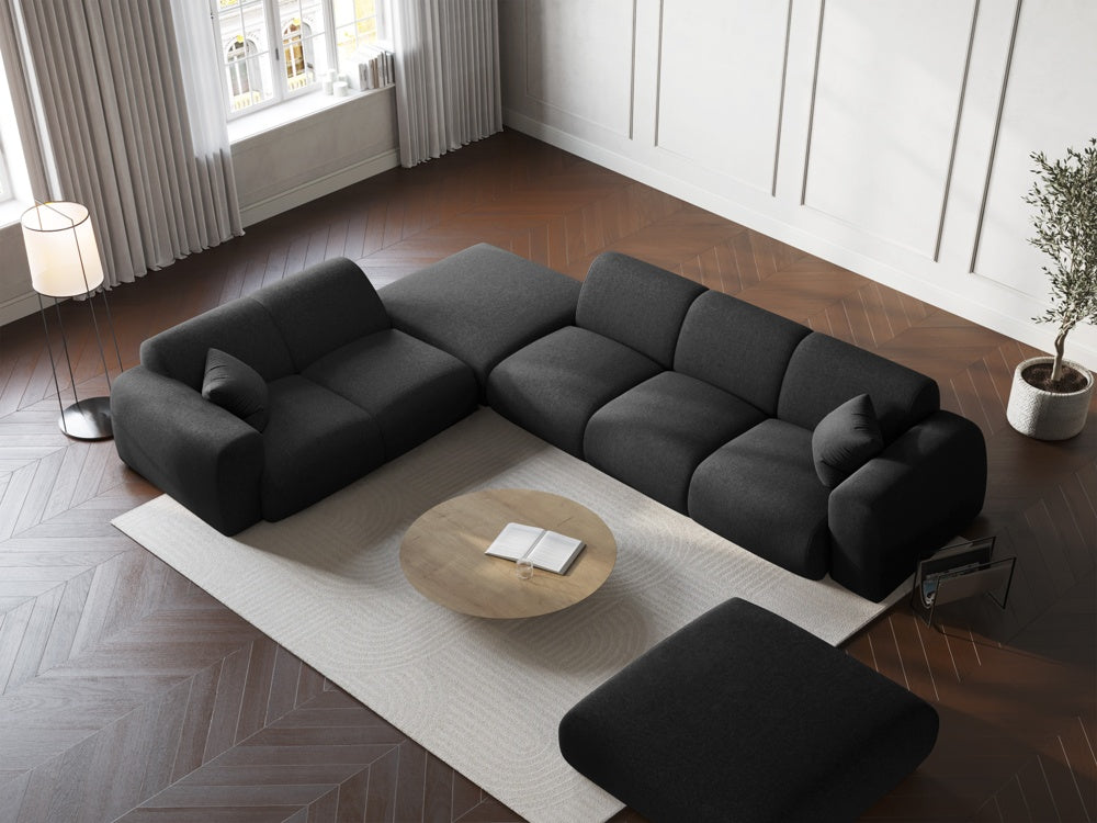 
5-Sitzer Design Ecksofa „Nolio II“ - Chenille Schwarz / Eckteil links