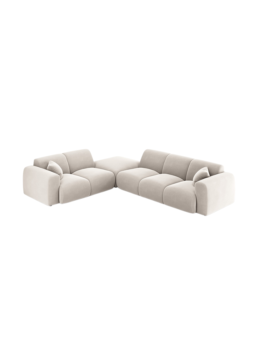
5-Sitzer Design Ecksofa „Nolio II“ - Samt Beige hell / Eckteil links