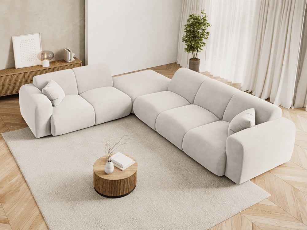 
5-Sitzer Design Ecksofa „Nolio II“ - Samt Beige hell / Eckteil links