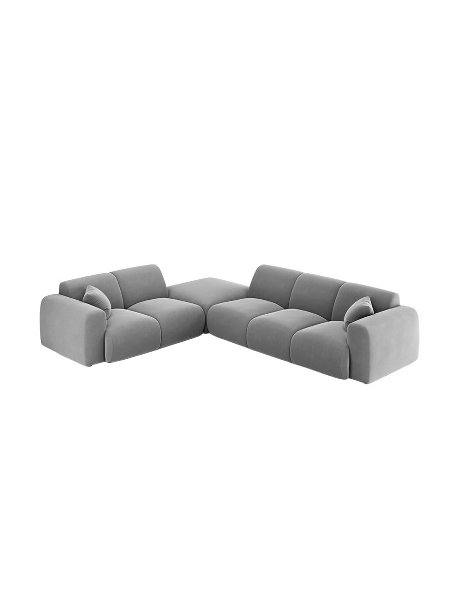 
5-Sitzer Design Ecksofa „Nolio II“ - Samt Hellgrau / Eckteil links