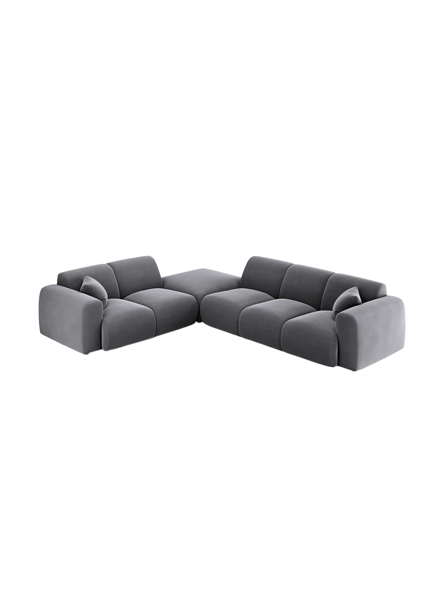 
5-Sitzer Design Ecksofa „Nolio II“ - Samt Dunkelgrau / Eckteil links