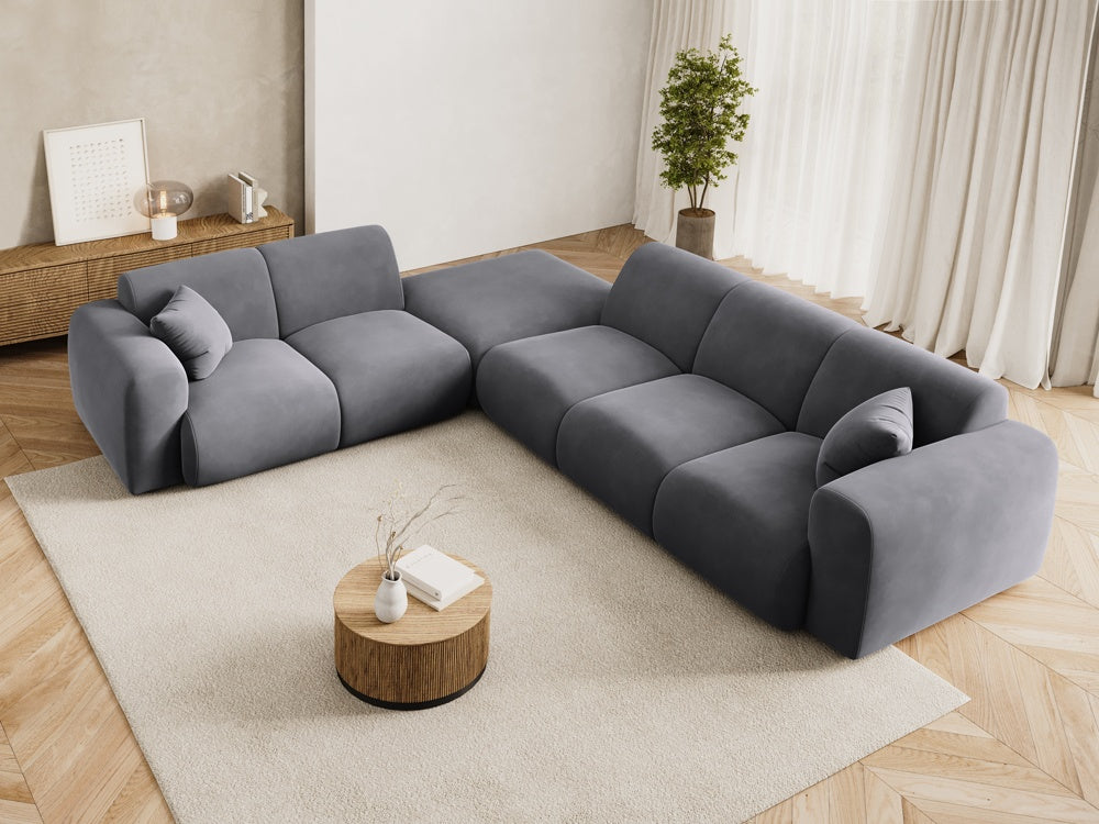 
5-Sitzer Design Ecksofa „Nolio II“ - Samt Dunkelgrau / Eckteil links
