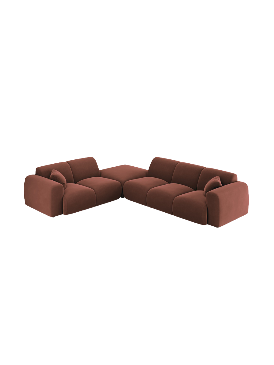 
5-Sitzer Design Ecksofa „Nolio II“ - Samt Terracotta dunkel / Eckteil links