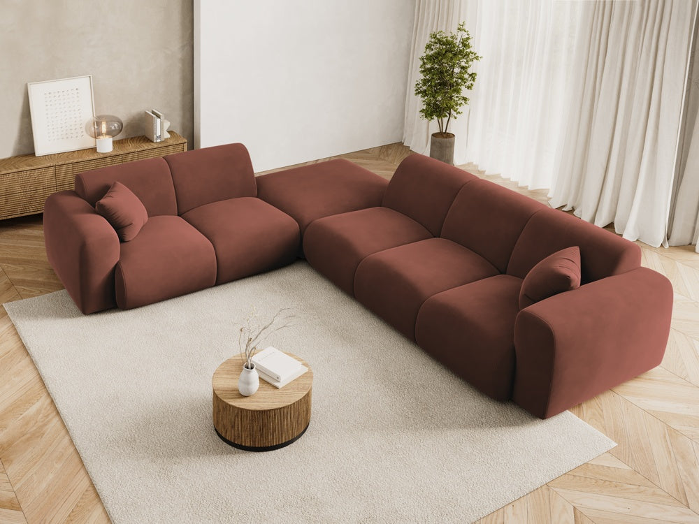 
5-Sitzer Design Ecksofa „Nolio II“ - Samt Terracotta dunkel / Eckteil links