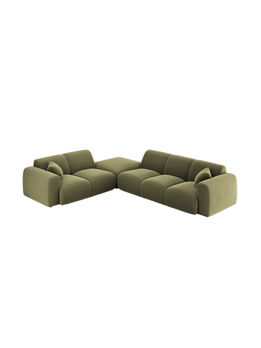 
5-Sitzer Design Ecksofa „Nolio II“ - Samt Hellgrün / Eckteil links