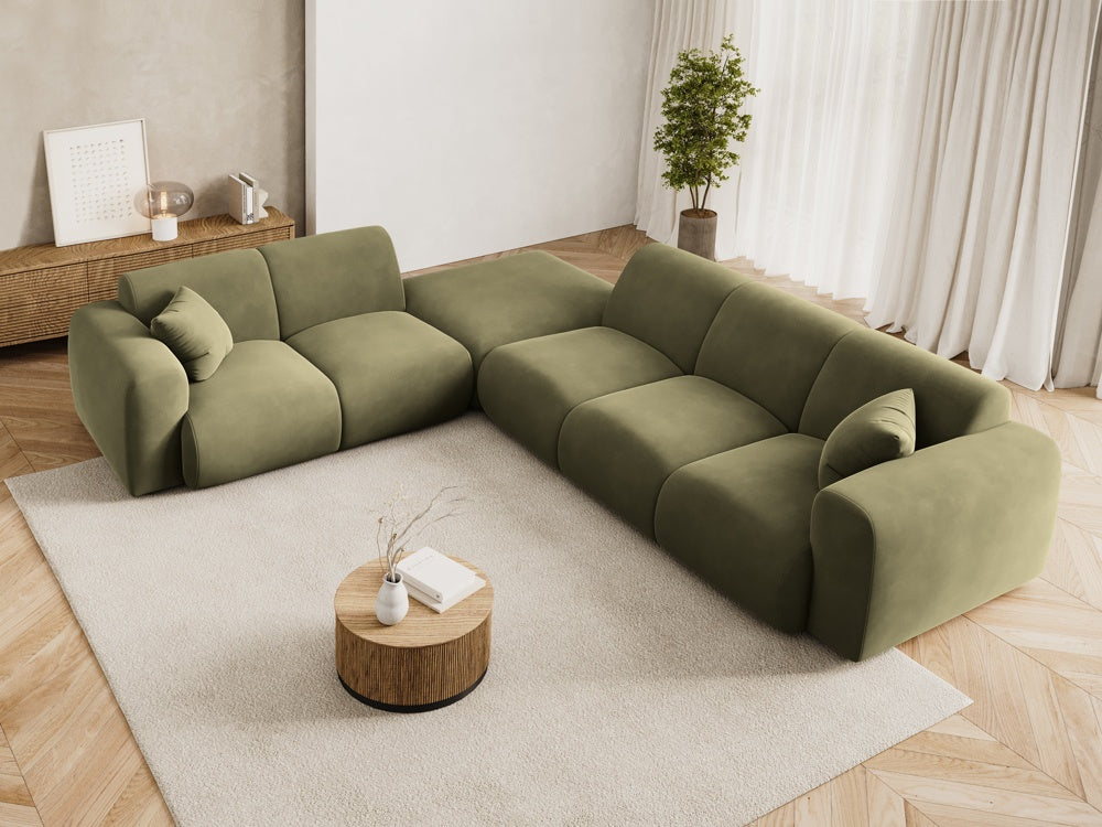 
5-Sitzer Design Ecksofa „Nolio II“ - Samt Hellgrün / Eckteil links