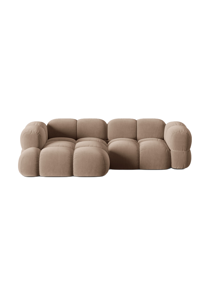 
3-Seater Designer Corner Sofa "Loretto" - Velvet Dark Beige / Left corner section