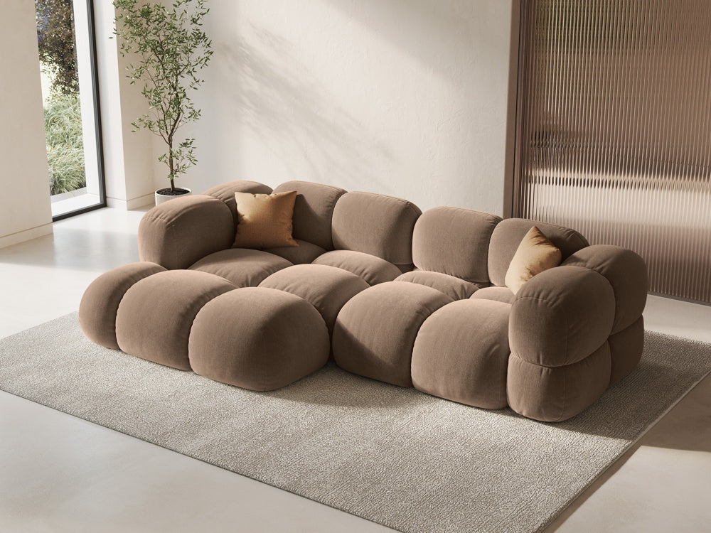 
3-Seater Designer Corner Sofa "Loretto" - Velvet Dark Beige / Left corner section