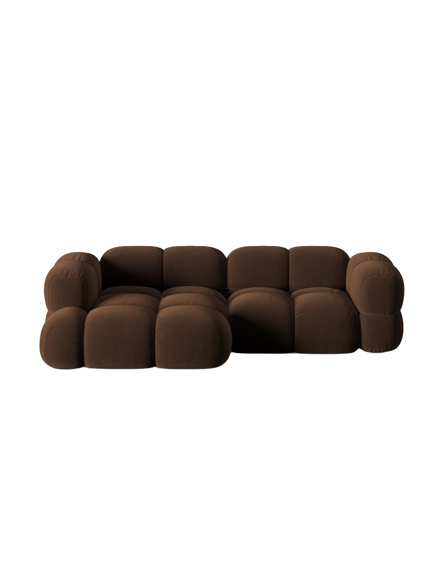 
3-Seater Designer Corner Sofa "Loretto" - Velvet Chocolate / Left corner section