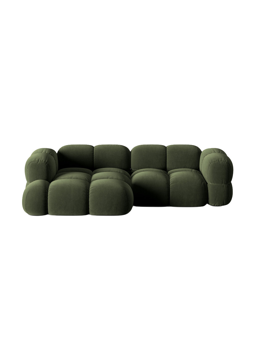 
3-Seater Designer Corner Sofa "Loretto" - Velvet Green / Left corner section