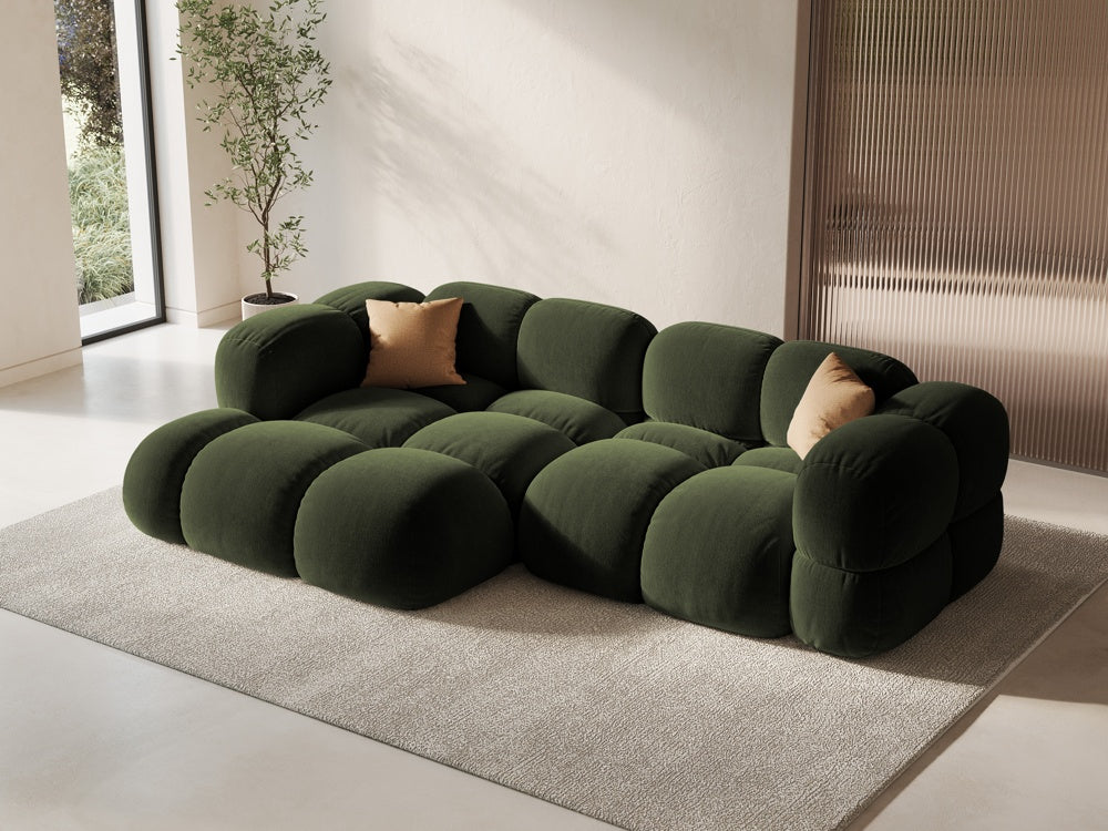 
3-Seater Designer Corner Sofa "Loretto" - Velvet Green / Left corner section