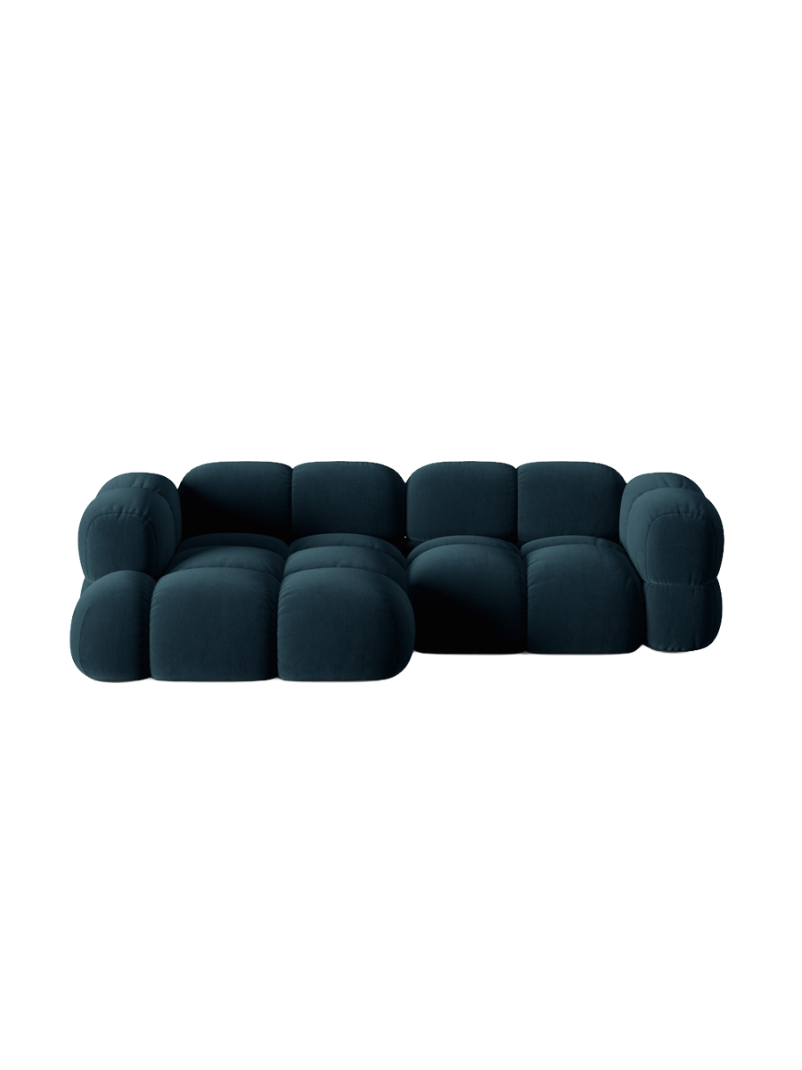 
3-Seater Designer Corner Sofa "Loretto" - Dark petrol velvet / Left corner section