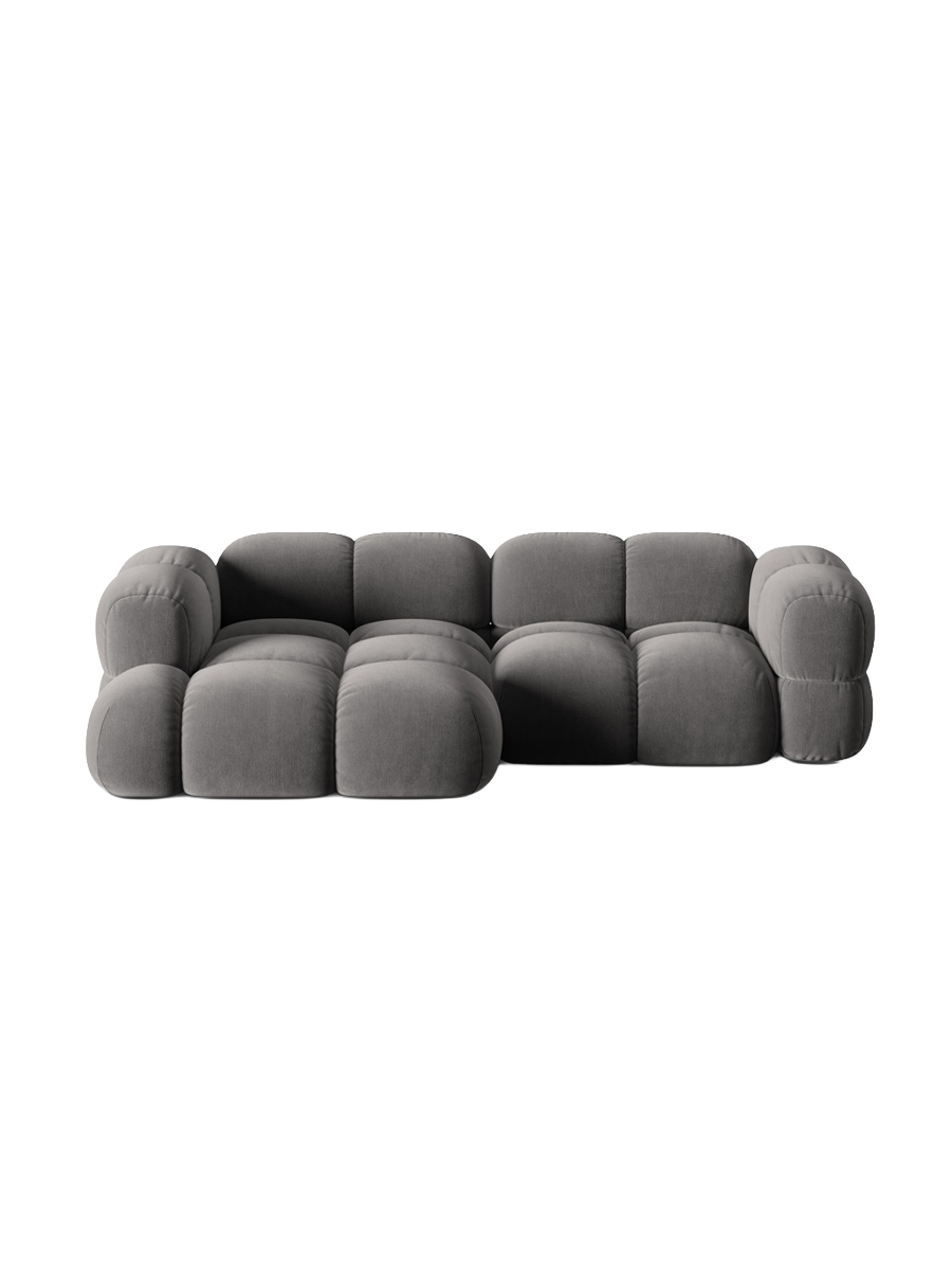 
3-Seater Designer Corner Sofa "Loretto" - Velvet Grey / Left corner section